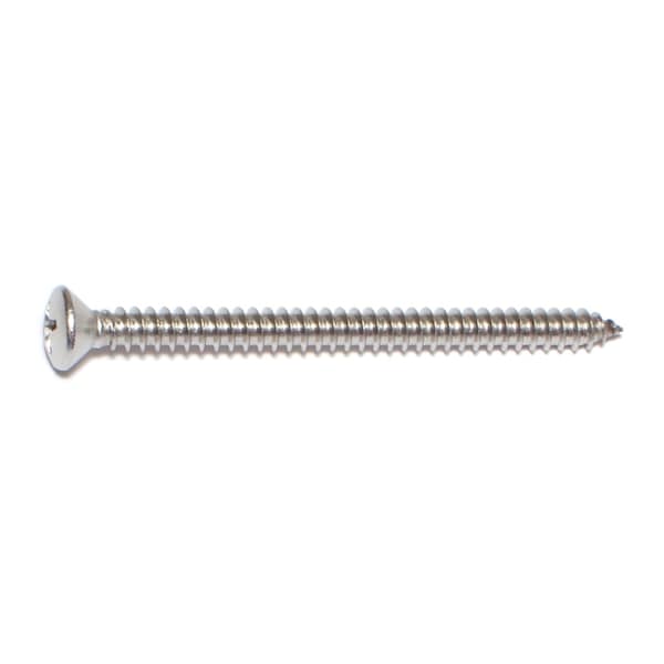 Midwest Fastener Sheet Metal Screw, #10 x 2-1/2 in, 18-8 Stainless Steel Oval Head Phillips Drive, 10 PK 68226 - main
